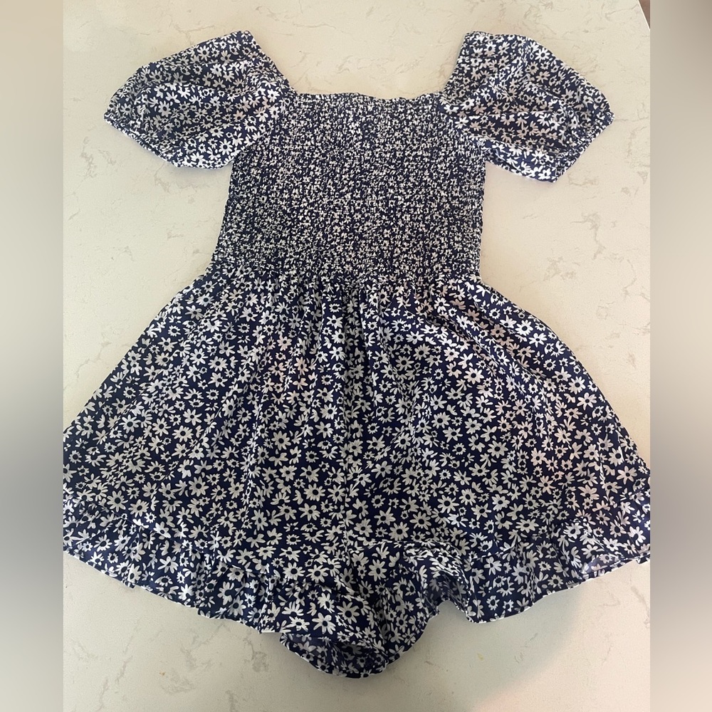 Blue and white romper